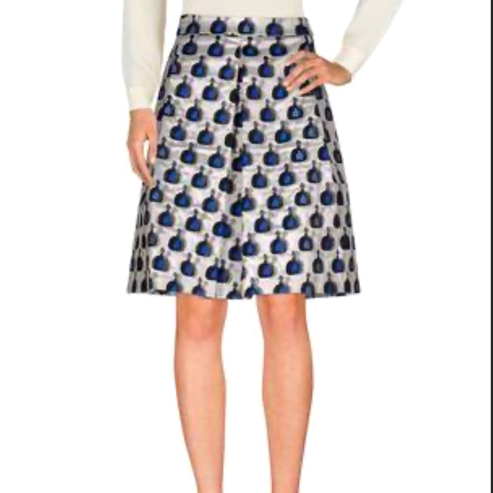 Gorgeous jacquard skirt deep blue and silver L
